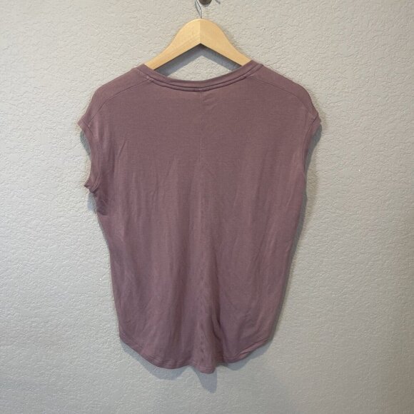 Athleta XS modal blend cap short sleeve curved hem oversized shirt, sz XS Pink - Picture 5 of 9